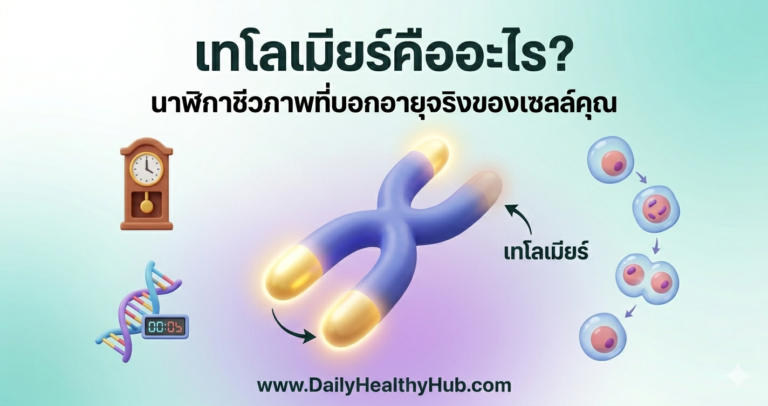 เทโลเมียร์คืออะไร นาฬิกาชีวภาพบอกอายุเซลล์ วิทยาศาสตร์ชะลอวัย Longevity