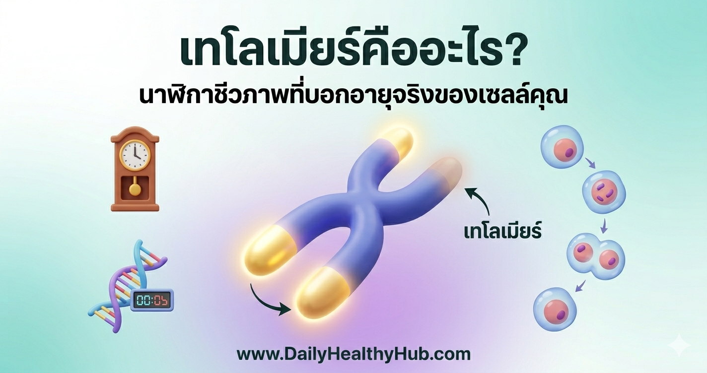 เทโลเมียร์คืออะไร นาฬิกาชีวภาพบอกอายุเซลล์ วิทยาศาสตร์ชะลอวัย Longevity
