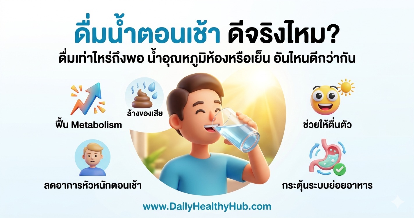 ดื่มน้ำตอนเช้าดีจริงไหม ดื่มเท่าไหร่ถึงพอ น้ำอุณหภูมิห้องหรือเย็น อันไหนดีกว่ากัน