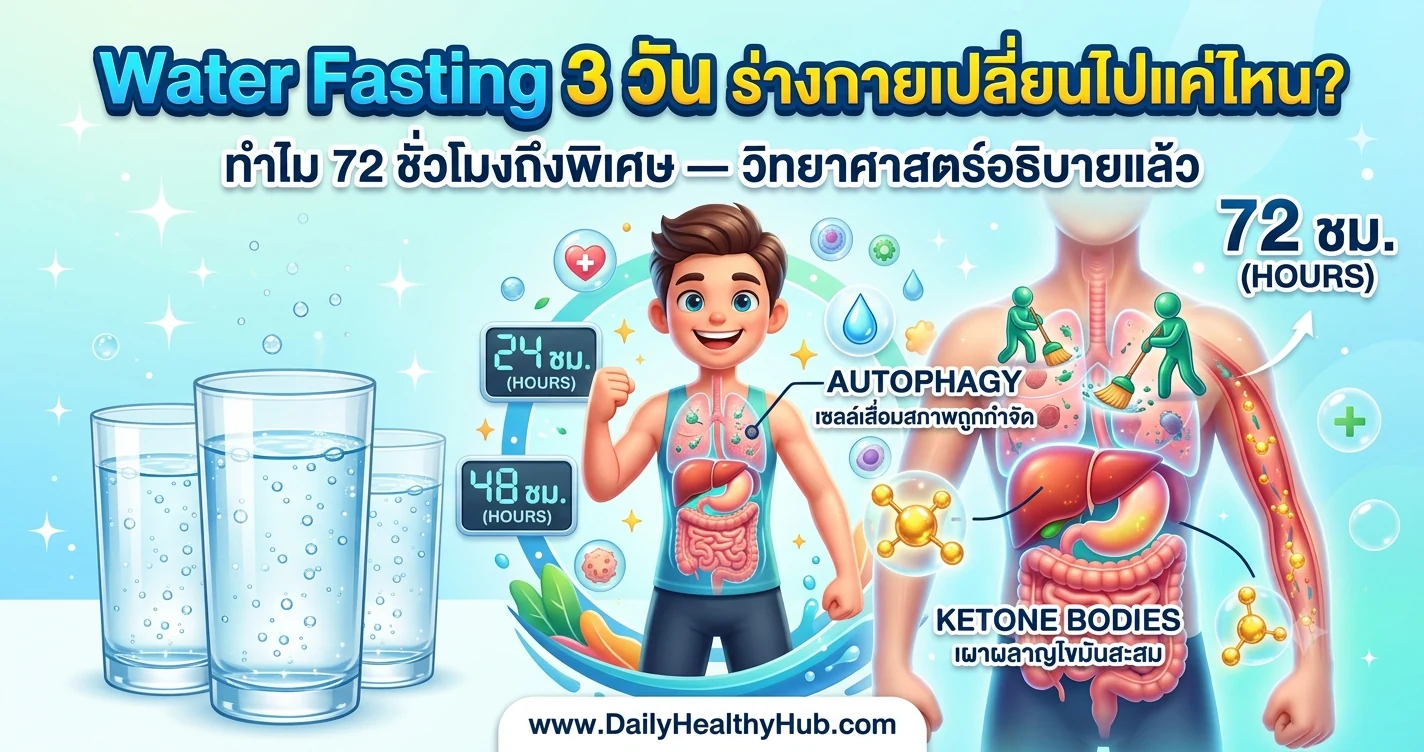 Water Fasting 3 วัน ร่างกายเปลี่ยนแปลงอะไรบ้างใน 72 ชั่วโมง ภาพประกอบ autophagy และ ketone body